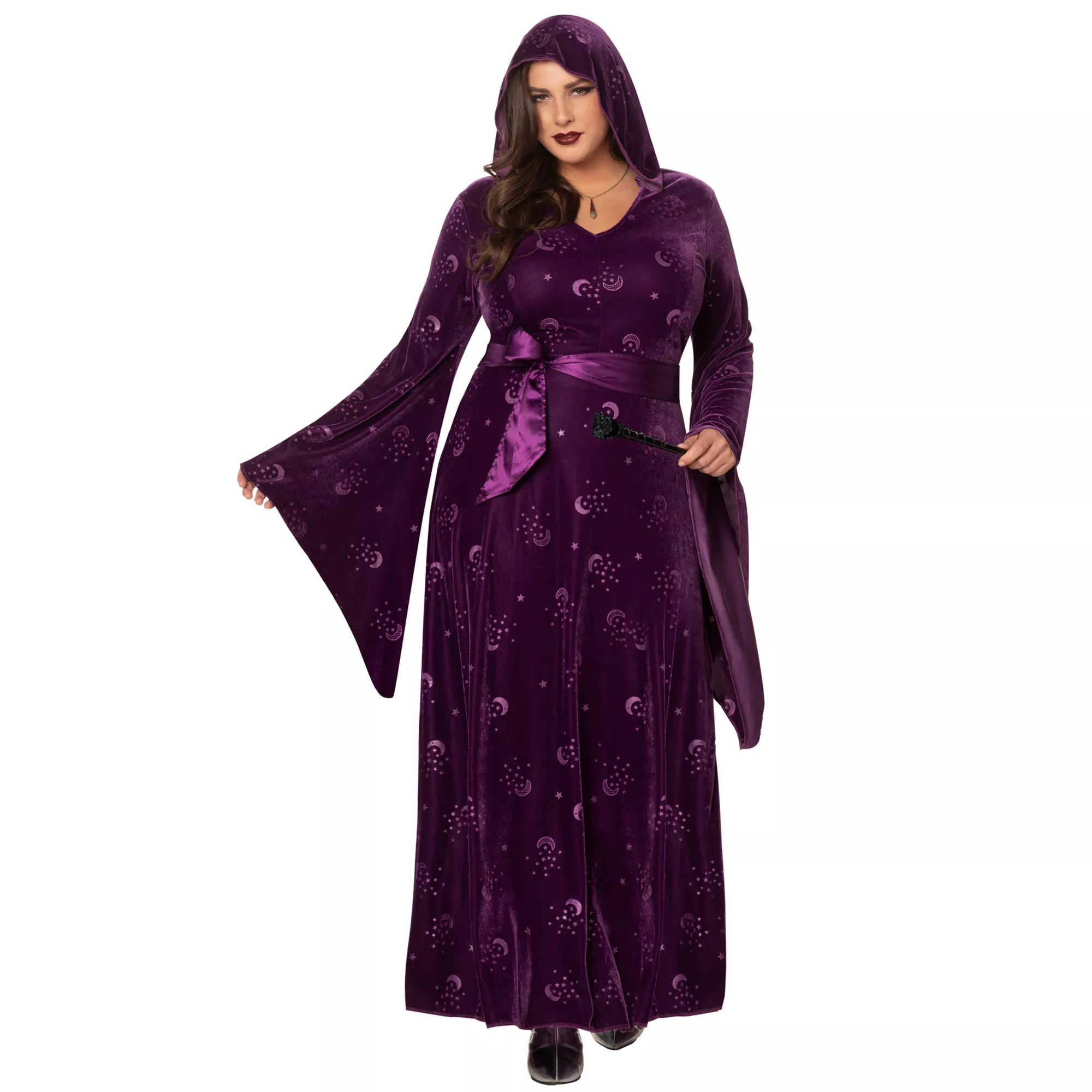 Plus Size Adult Velvet Celestial Robe at Spencer's