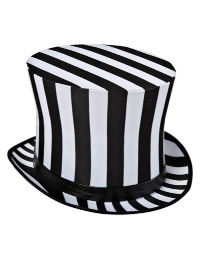 Black and White Striped Top Hat