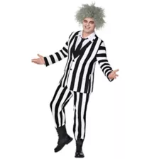 Adult Beetlejuice Striped Plus Size Suit at Spirit Halloween