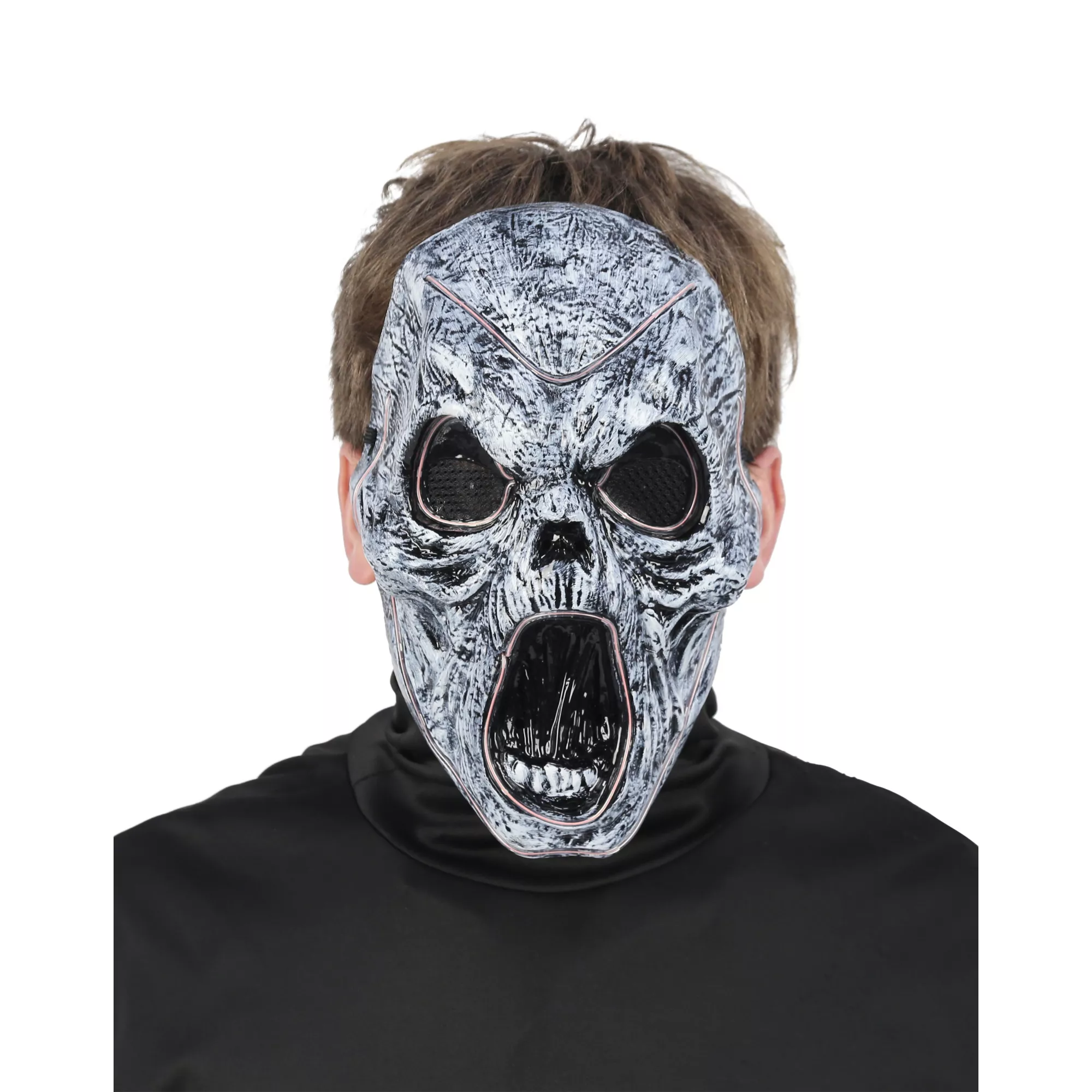 Light-Up EL Wire Wailing Spirit Half Mask at Spirit Halloween