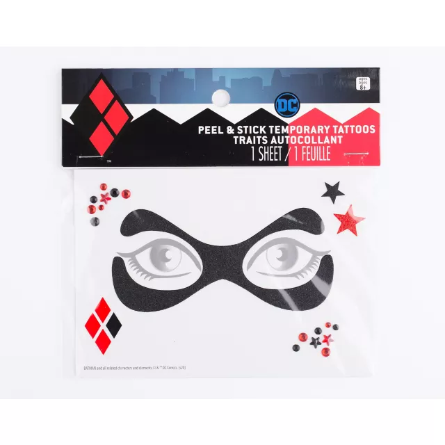 Harley Quinn Peel and Stick Face Tattoo Decals - DC Comics at Spirit Halloween