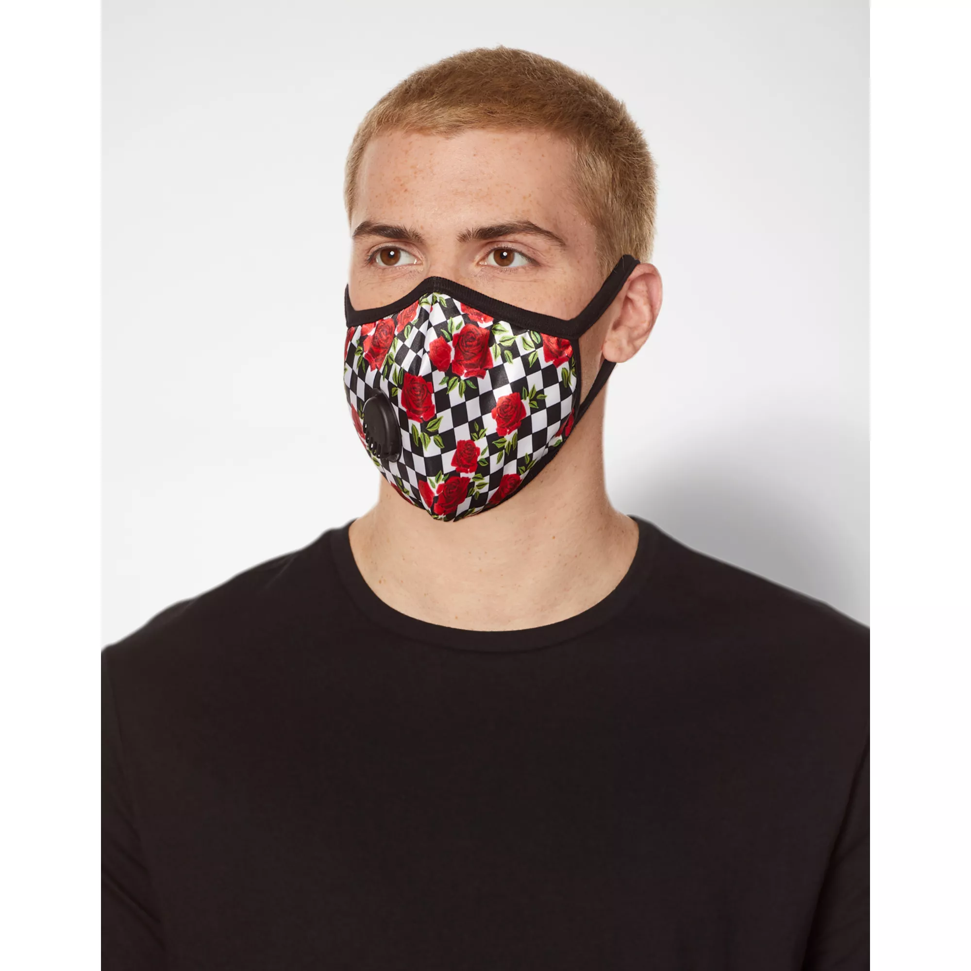 Checkered Rose Face Mask at Spencer's