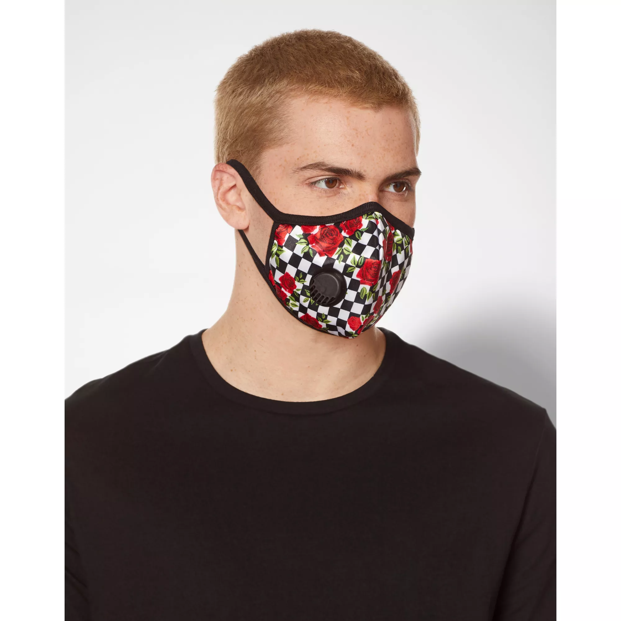 Checkered Rose Face Mask at Spencer's