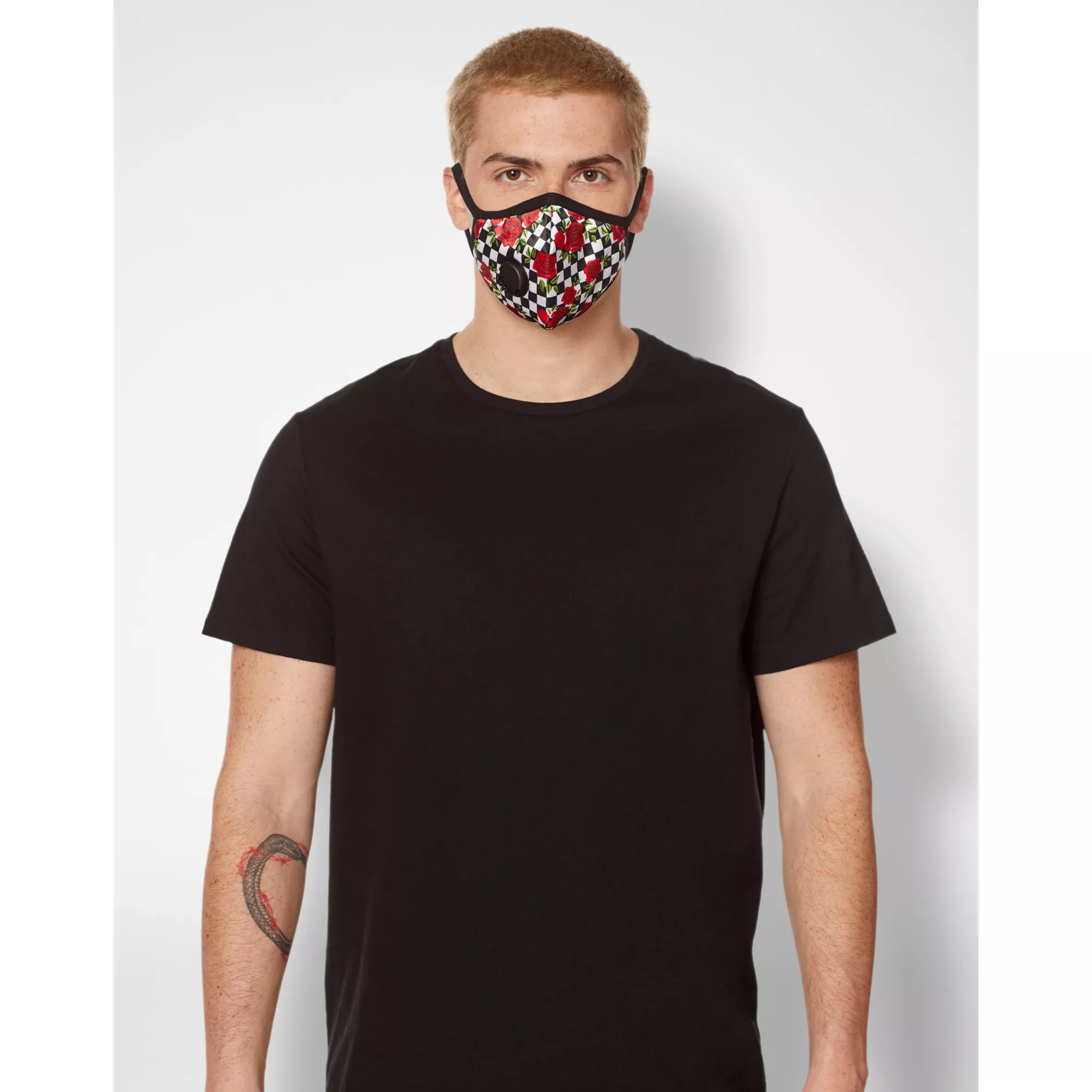 Checkered Rose Face Mask at Spencer's