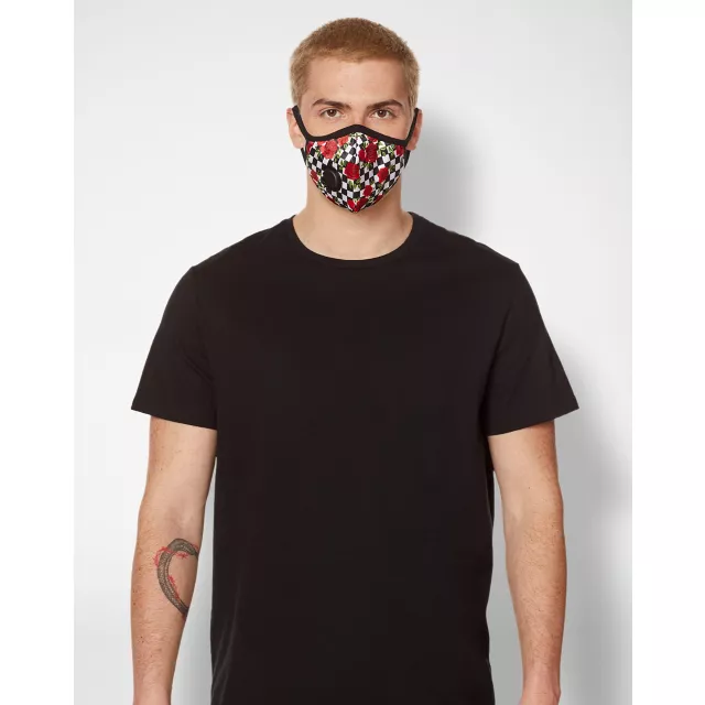 Checkered Rose Face Mask at Spencer's
