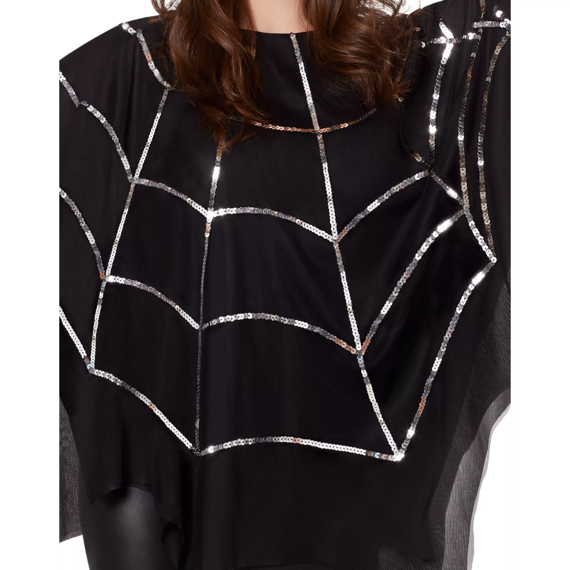 Adult Sequin Spider Web Poncho