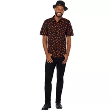 Pumpkin Print Button Down Shirt at Spencer's
