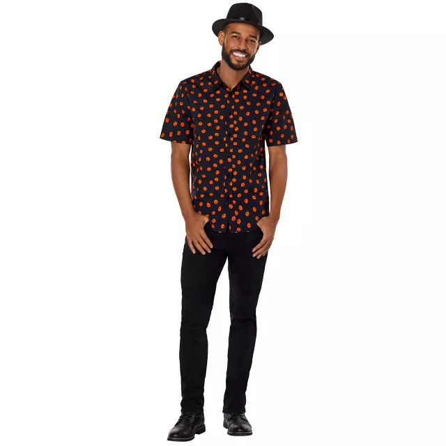 Pumpkin Print Button Down Shirt at Spencer's