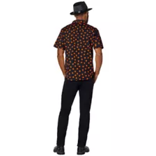 Pumpkin Print Button Down Shirt at Spencer's