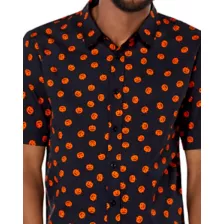 Pumpkin Print Button Down Shirt at Spencer's