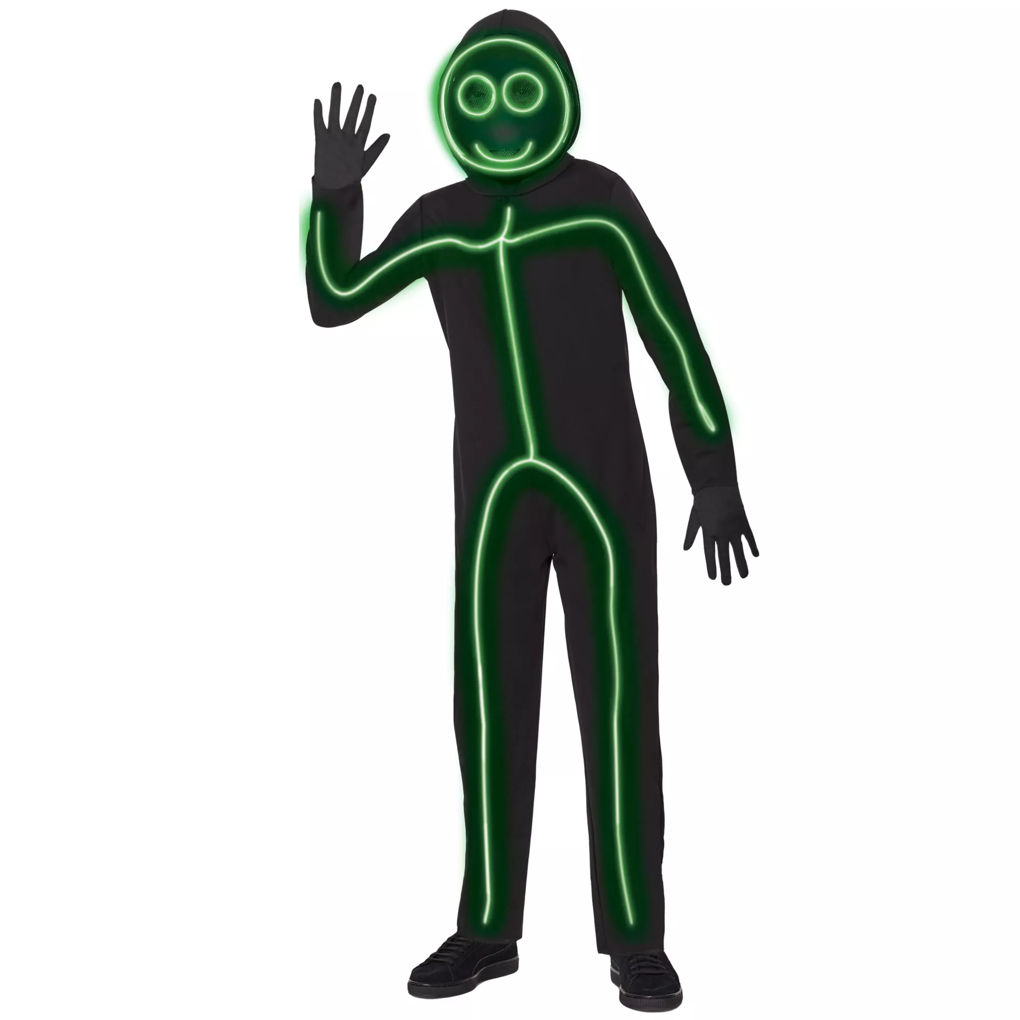 Kids Light-Up EL Wire Green Stick Figure Costume