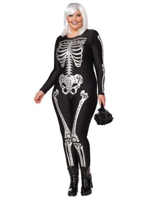 Adult Skeleton Plus Size Catsuit - Spencer's