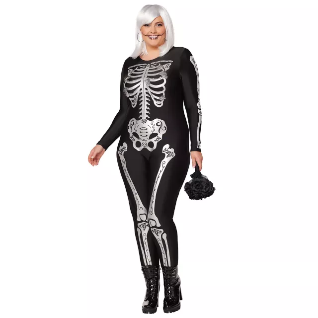 Adult Skeleton Plus Size Catsuit at Spirit Halloween