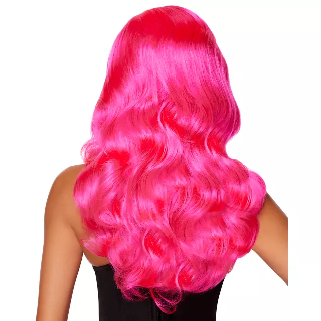 Hollywood Glam Curls Wig Pink at Spirit Halloween