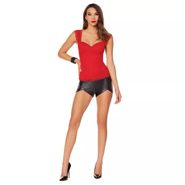 Adult Red Lace Cap Sleeve Corset