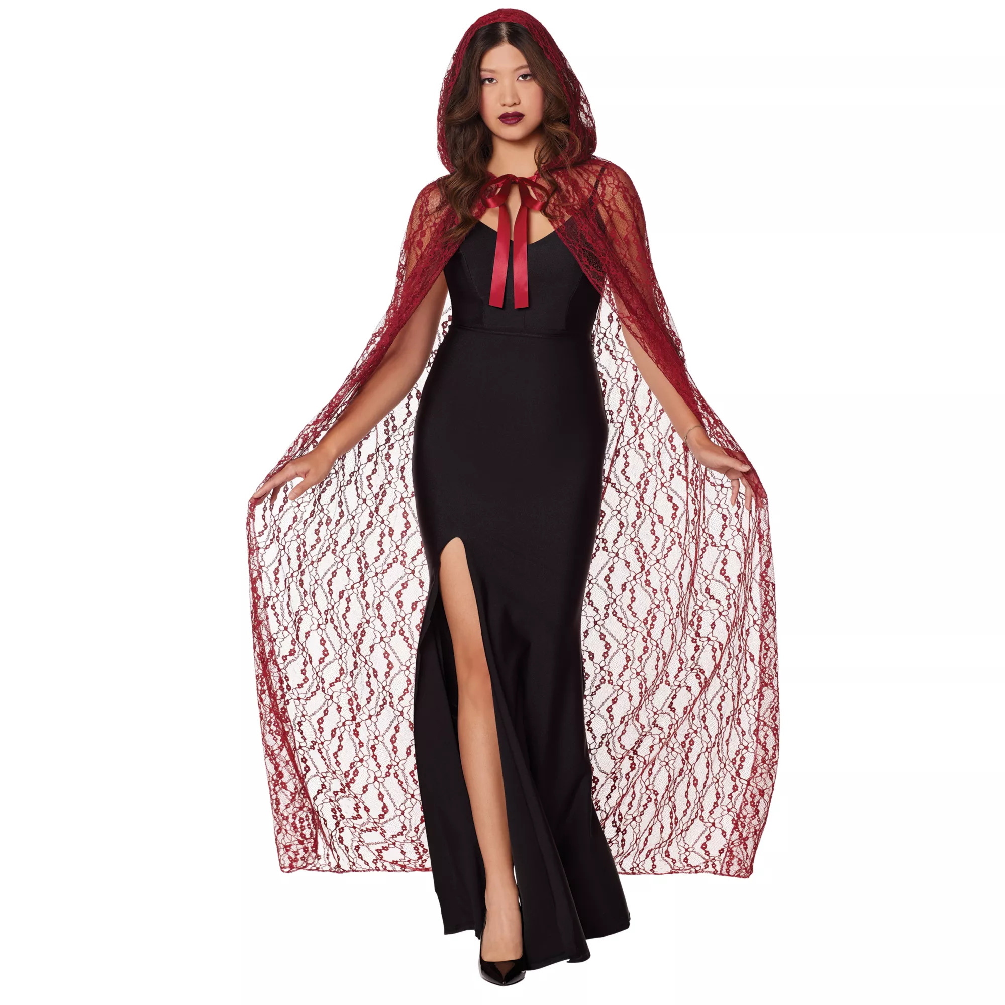Adult Burgundy Lace Cape at Spirit Halloween