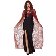 Adult Burgundy Lace Cape at Spirit Halloween