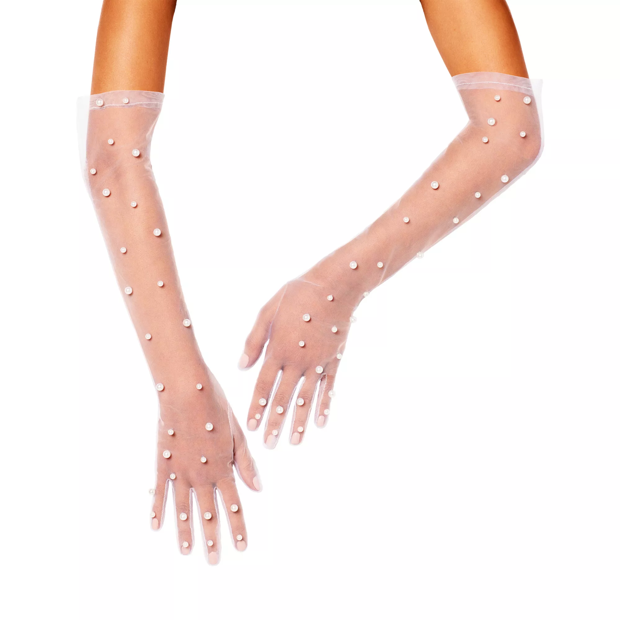 Royal Faux Pearl Sheer Gloves at Spirit Halloween