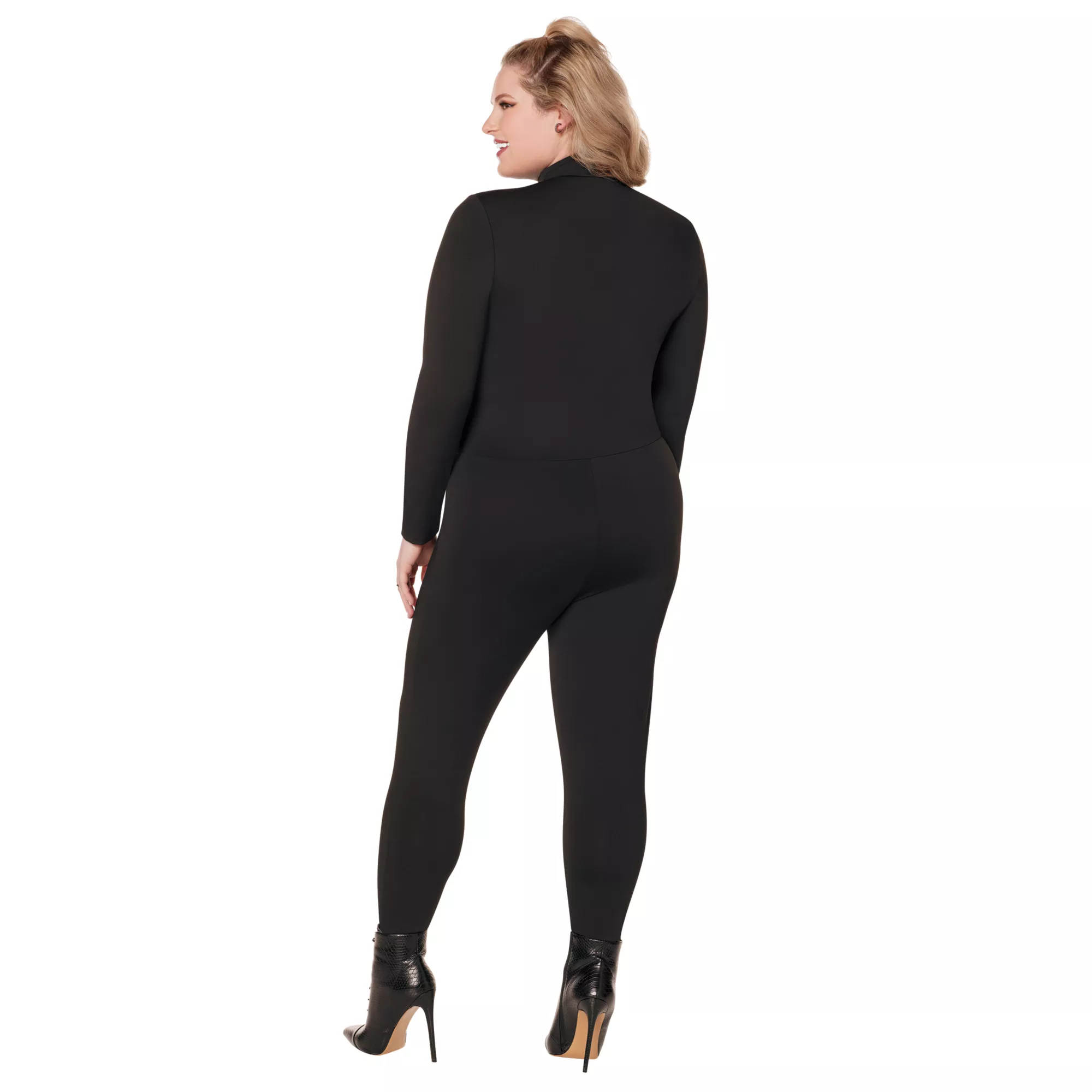Adult Black Long Sleeve Zip Plus Size Catsuit at Spencer's