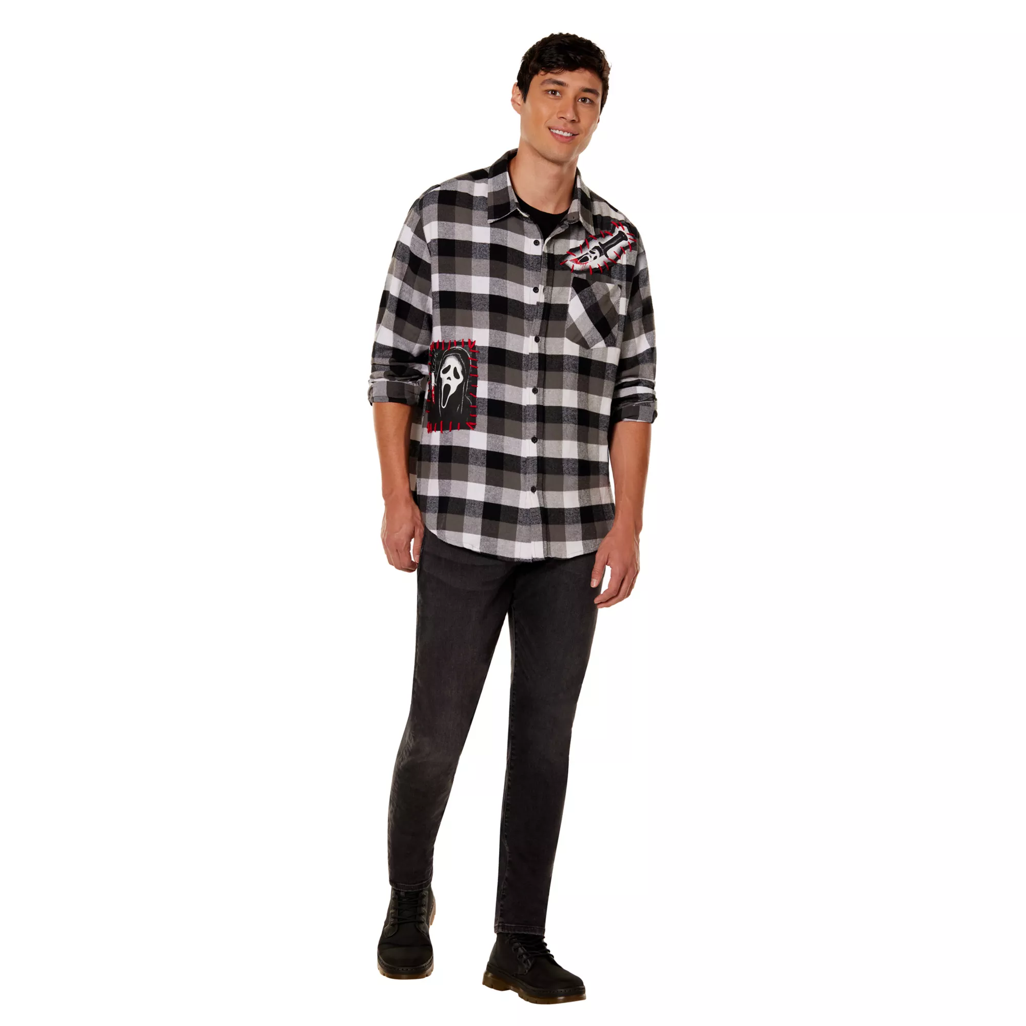 Adult Ghost Face Flannel Shirt at Spencer's