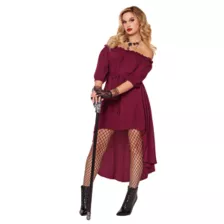 Adult Burgundy Peasant Dress at Spirit Halloween