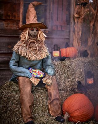 4 Ft 6 In Scary Sitting Scarecrow Animatronic
