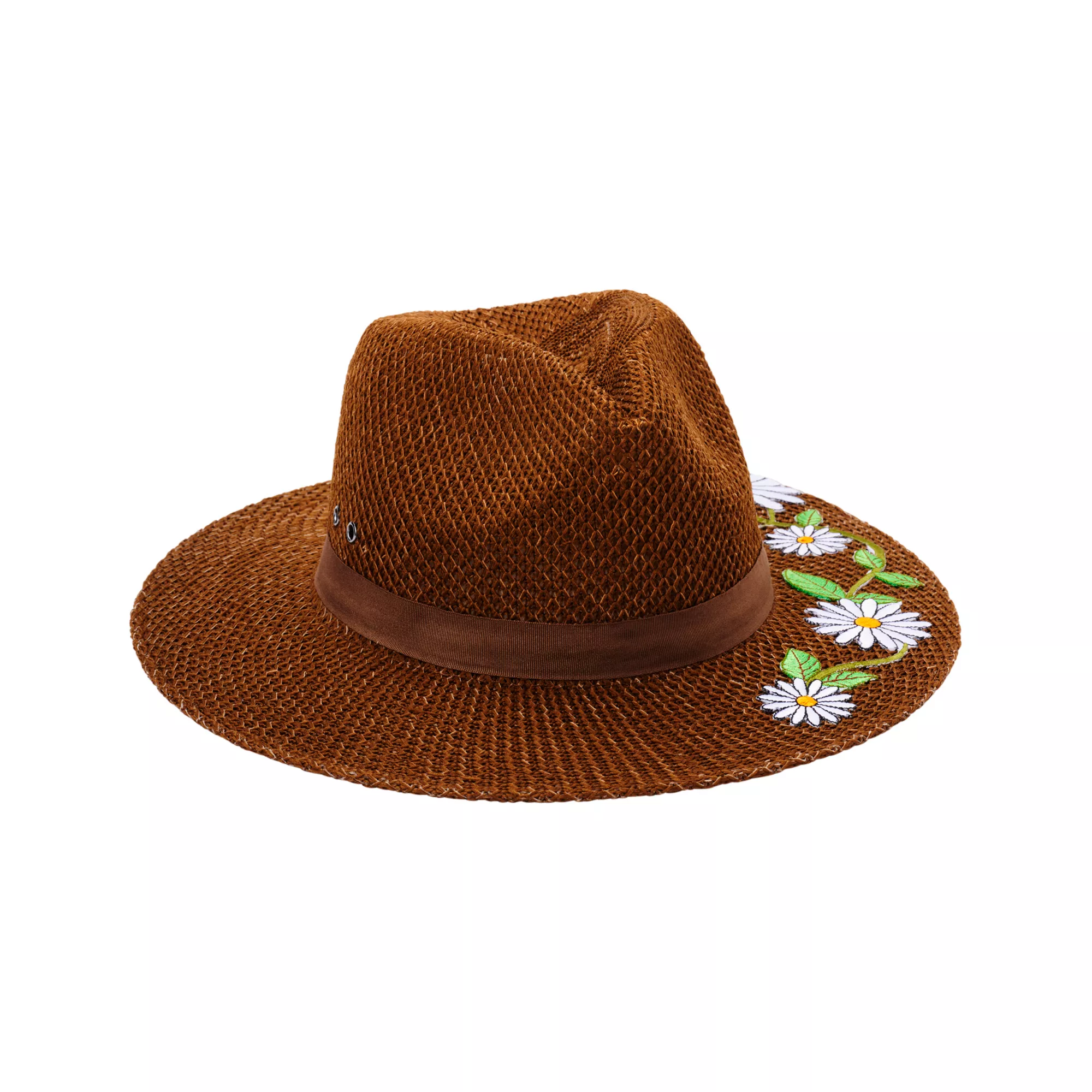 '60s Flower Embroidered Hippie Hat at Spencer's