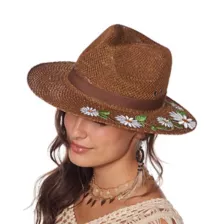 '60s Flower Embroidered Hippie Hat at Spencer's