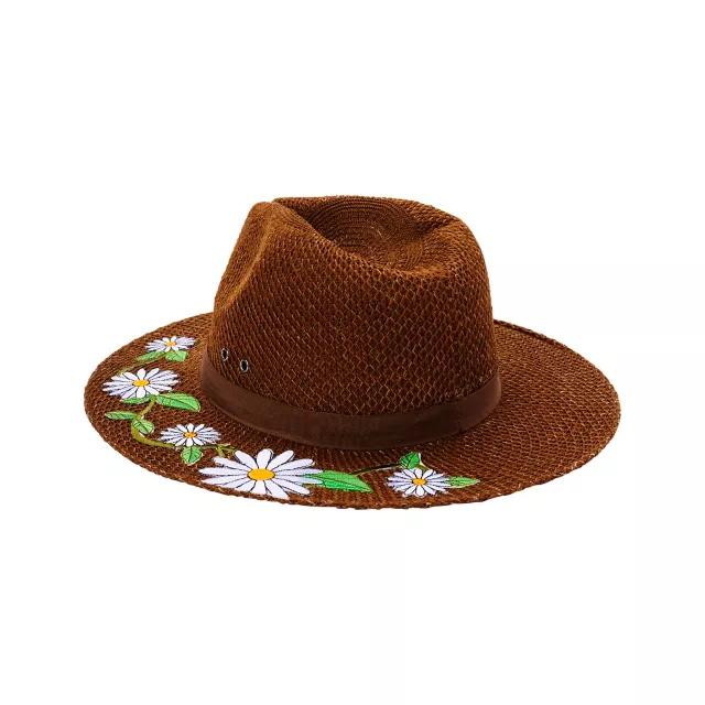 '60s Flower Embroidered Hippie Hat at Spencer's