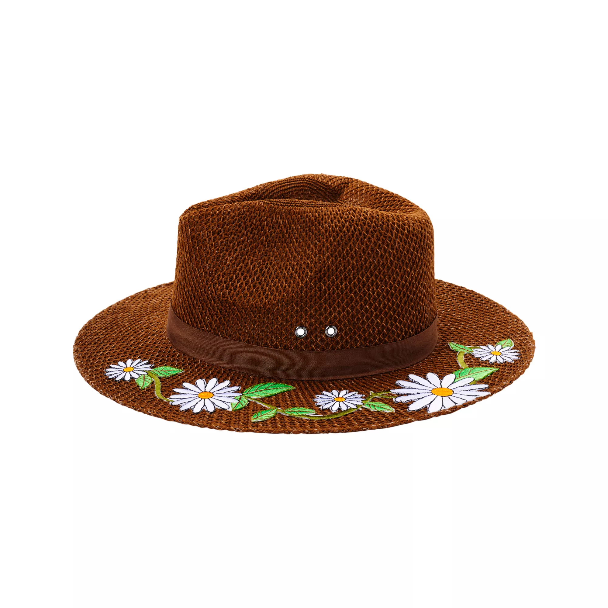'60s Flower Embroidered Hippie Hat at Spencer's