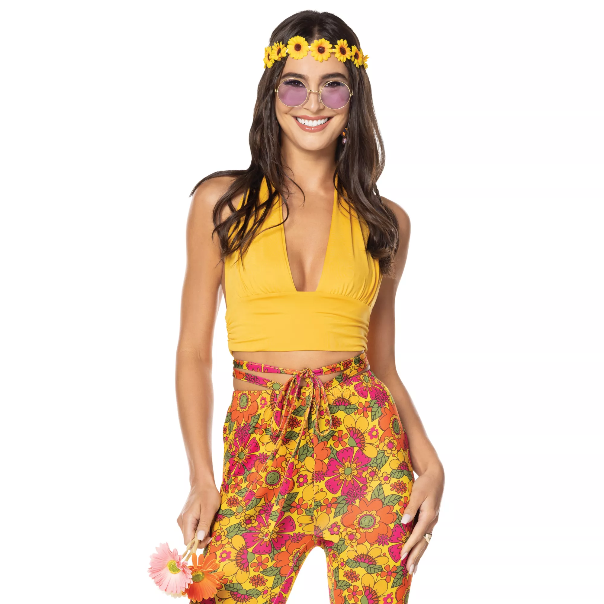 Adult Yellow Hippie Halter Top
