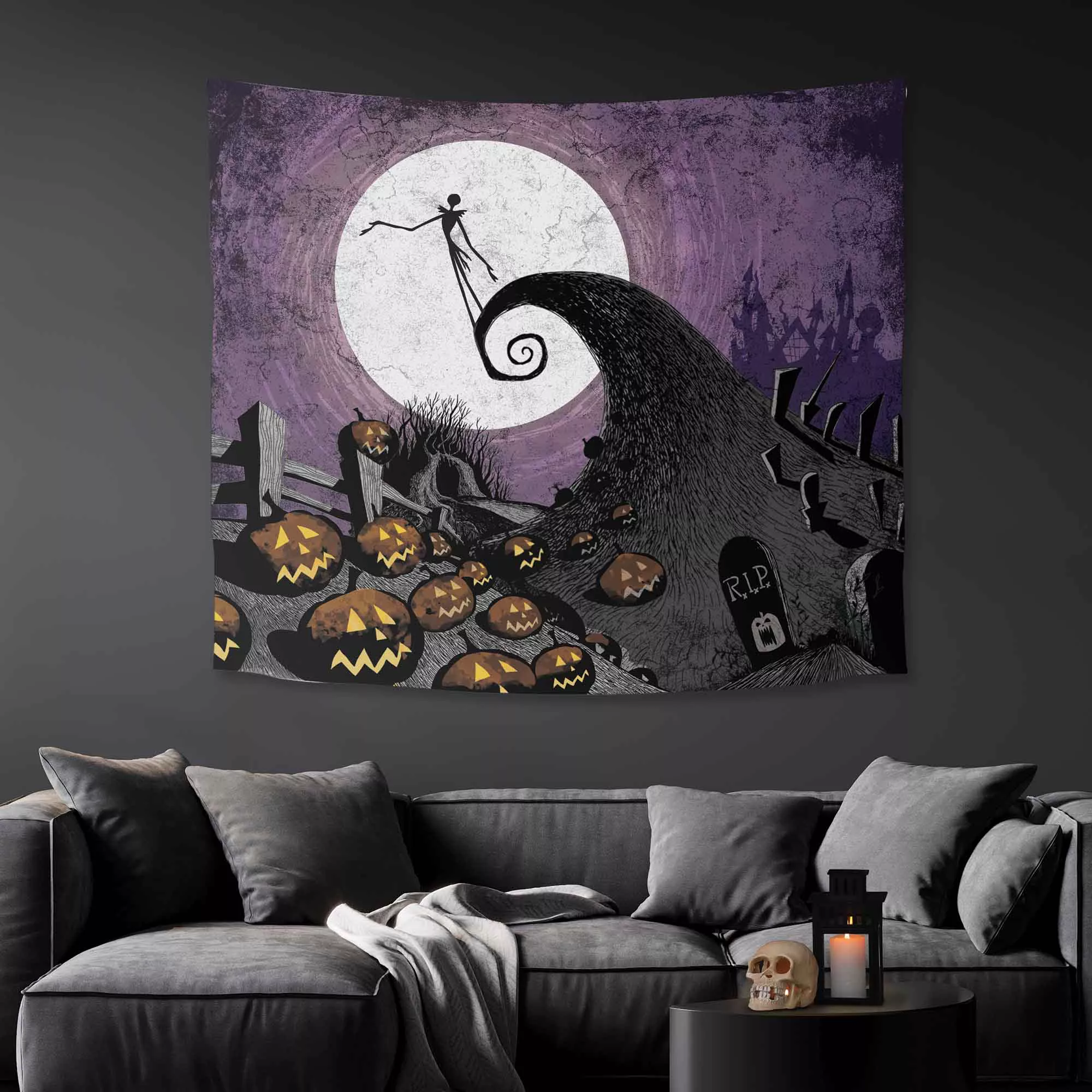Jack Skellington Silhouette Tapestry - The Nightmare Before Christmas