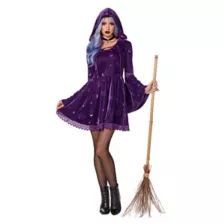 Adult Coven Witch Hooded Dress at Spirit Halloween