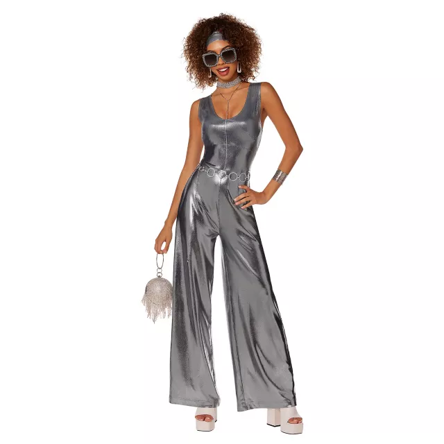 Adult Silver Disco Jumpsuit Costume at Spirit Halloween