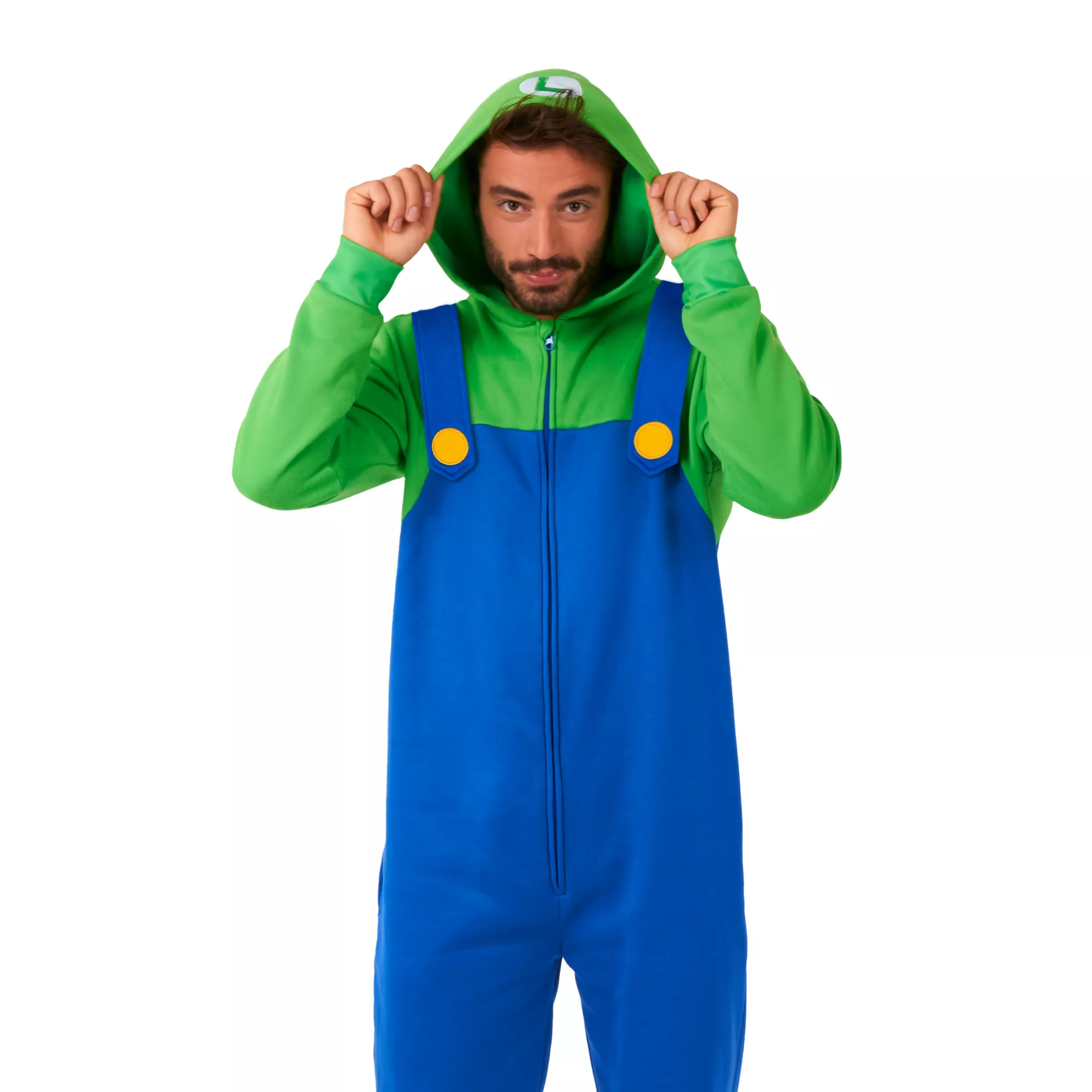 Adult Luigi Hooded Jumpsuit - Super Mario Bros. at Spirit Halloween