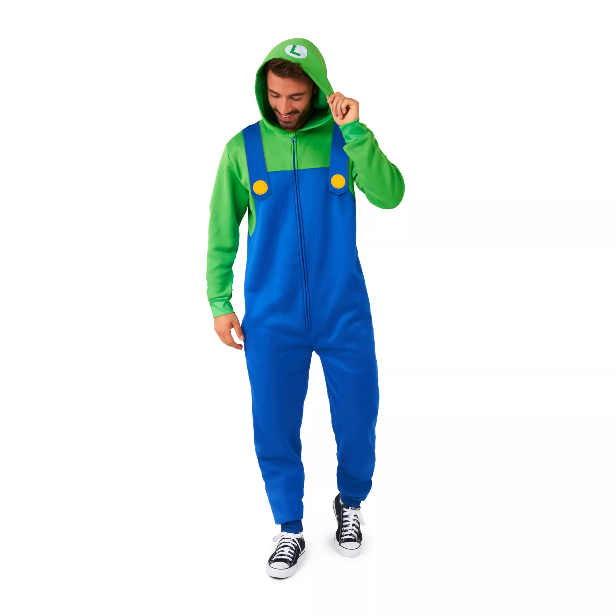 Adult Luigi Hooded Jumpsuit - Super Mario Bros. at Spirit Halloween