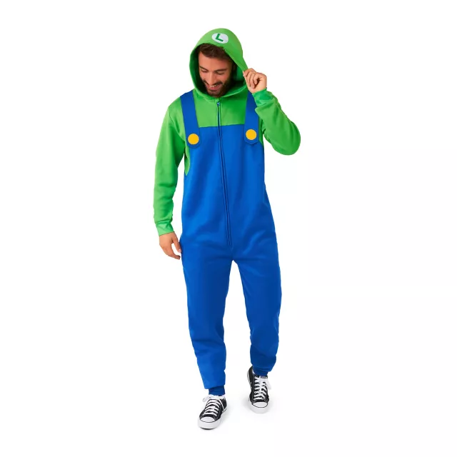 Adult Luigi Hooded Jumpsuit - Super Mario Bros. at Spirit Halloween