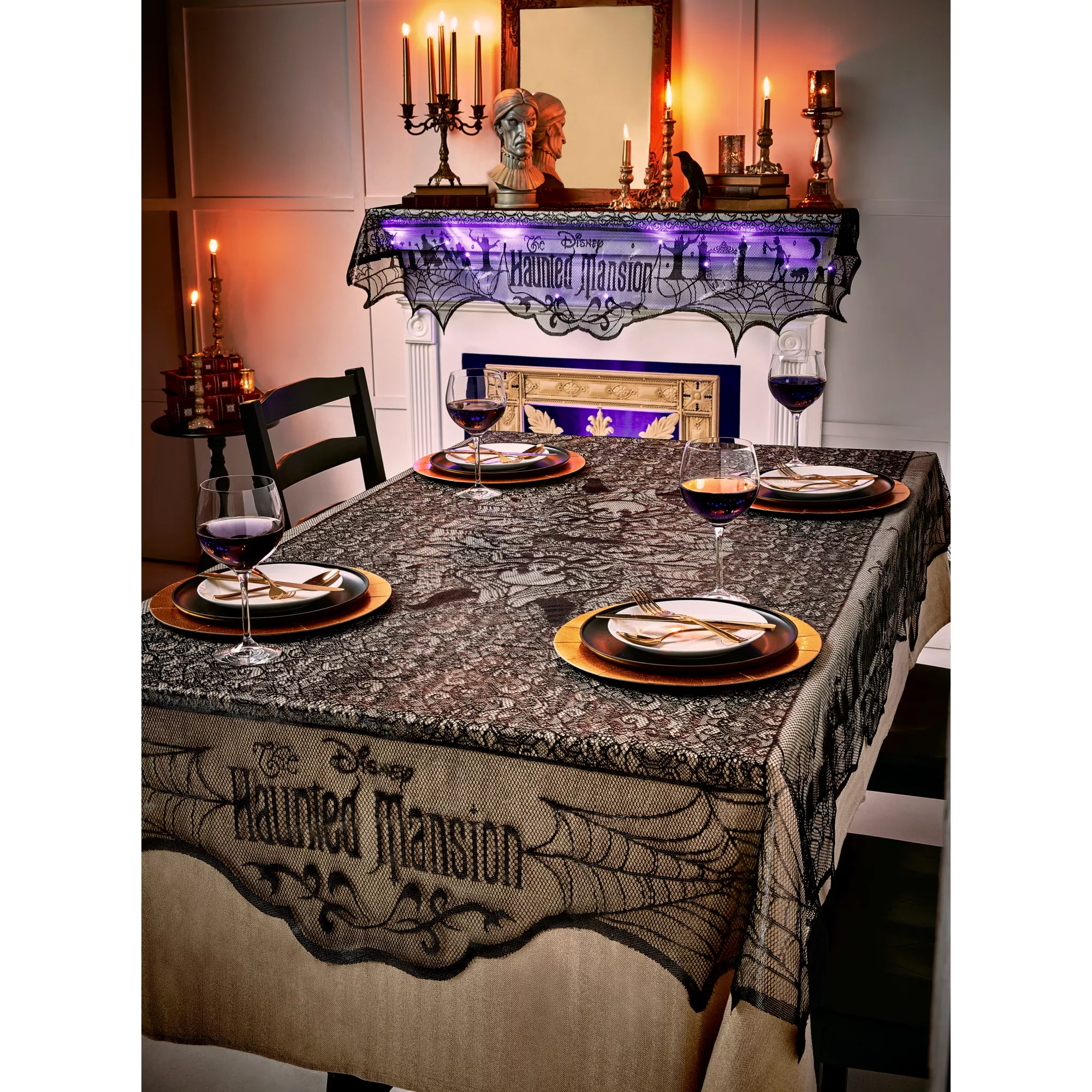 The Haunted Mansion Metallic Lace Tablecloth - Disney at Spencer's