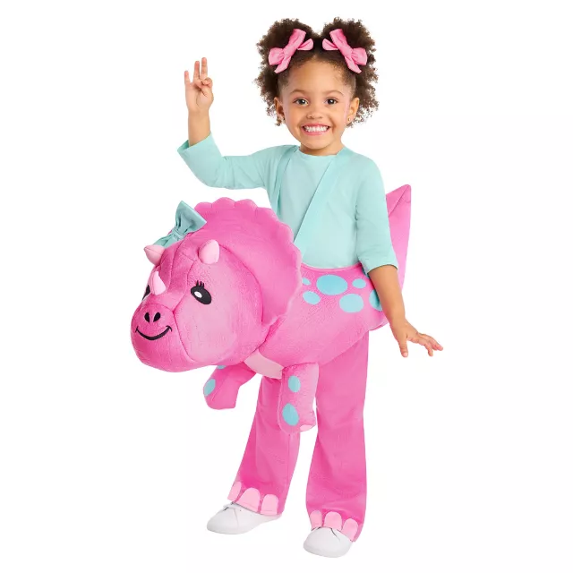 Toddler Pink Dino Ride-Along Costume at Spirit Halloween