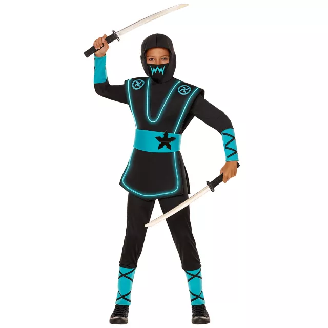 Kids Blue Light-Up EL Wire Ninja Costume at Spirit Halloween