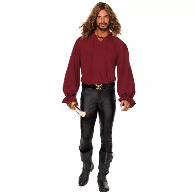 Adult V-Neck Burgundy Peasant Top at Spencer's