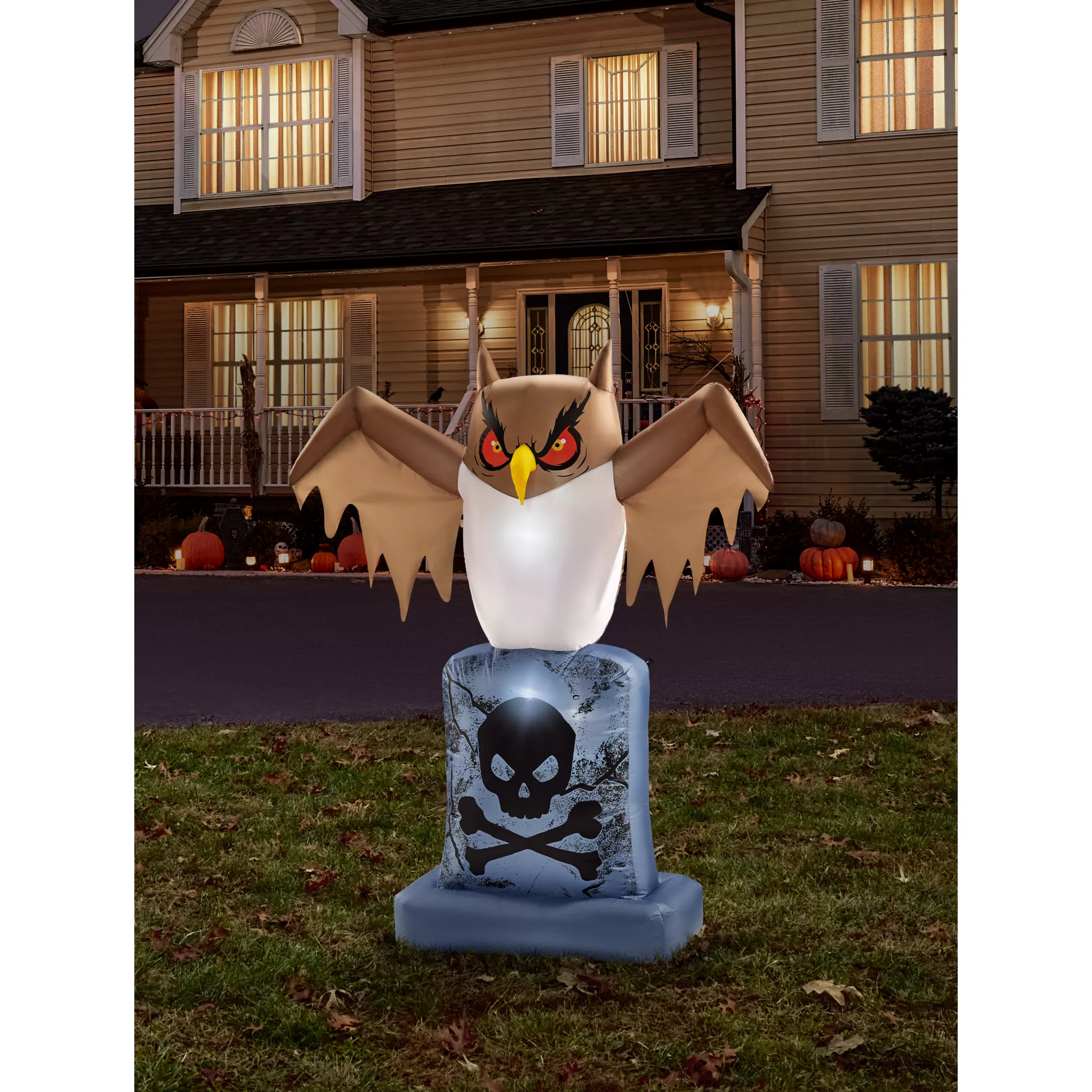 4.5 Ft. Owl Tombstone Light-Up Inflatable Decoration at Spirit Halloween