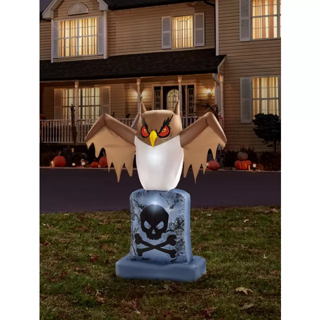 4.5 Ft. Owl Tombstone Light-Up Inflatable Decoration at Spirit Halloween