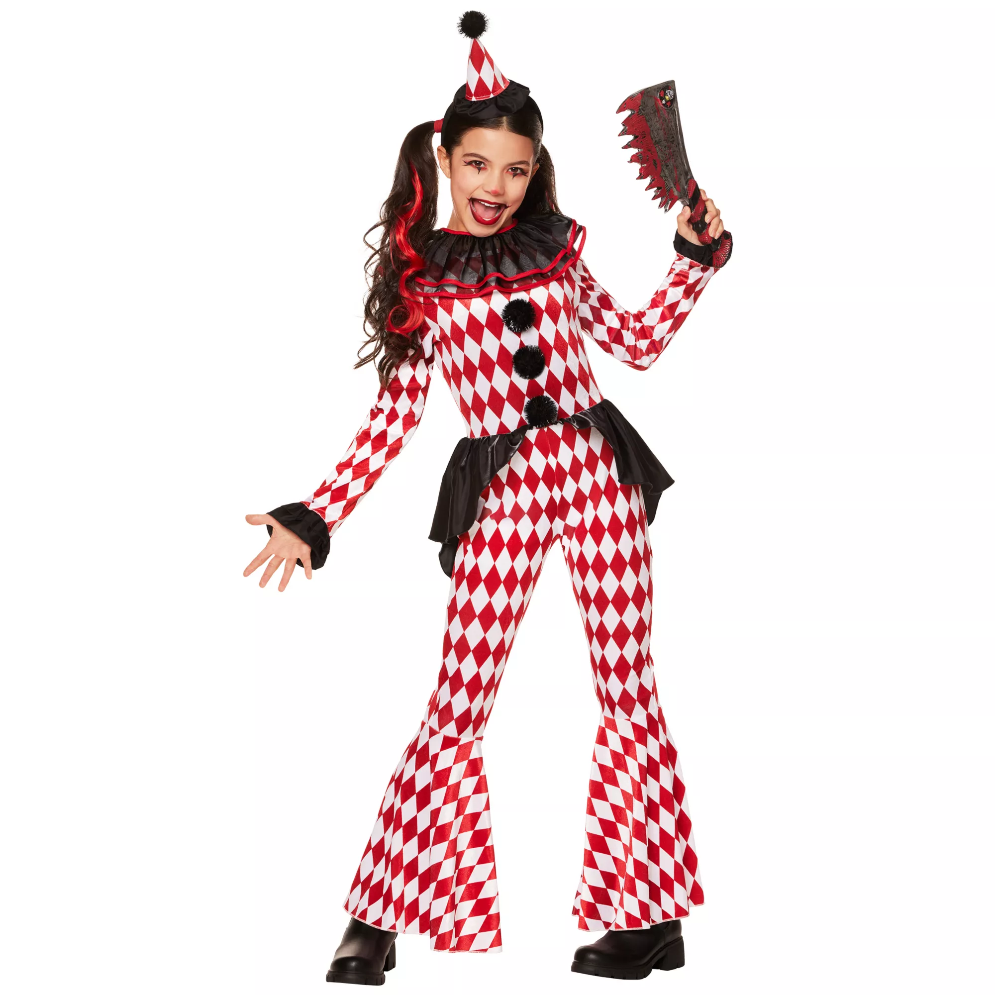 Kids Red Carnival Clown Unitard Costume at Spirit Halloween