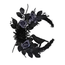 Mystical Arts Black Flower Crow Wreath at Spencer's