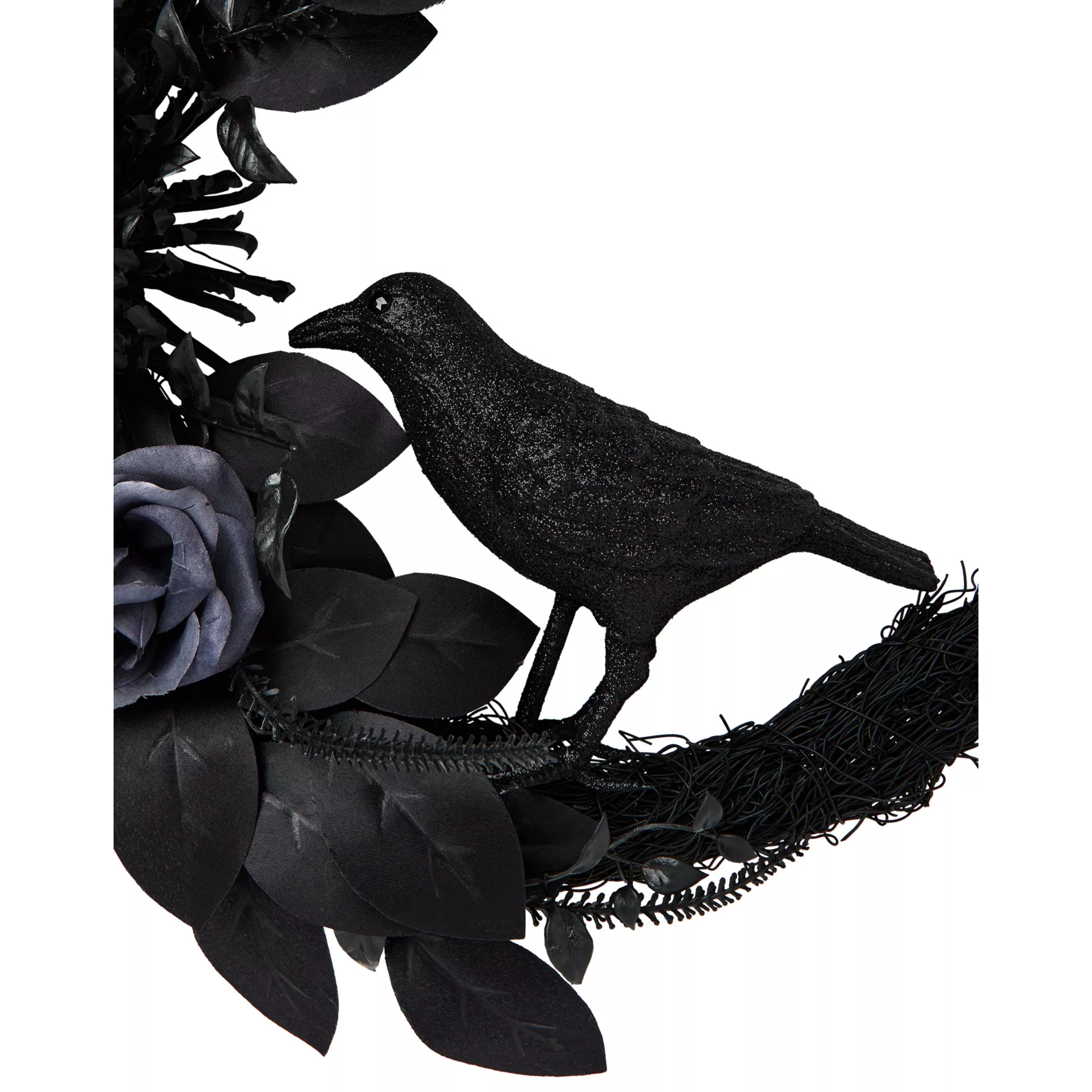 Mystical Arts Black Flower Crow Wreath