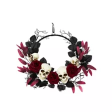 Gothic Noir Skull Wreath at Spencer's