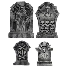 Multi-Pack Skull Tombstones - 4 Pack at Spirit Halloween