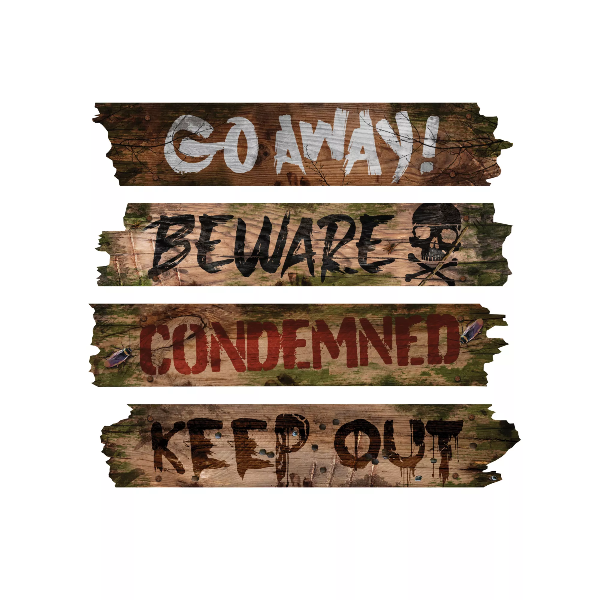 Scary Phrase Haunted Window Boards