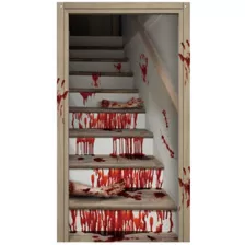 Bloody Stairs Door Cover at Spirit Halloween
